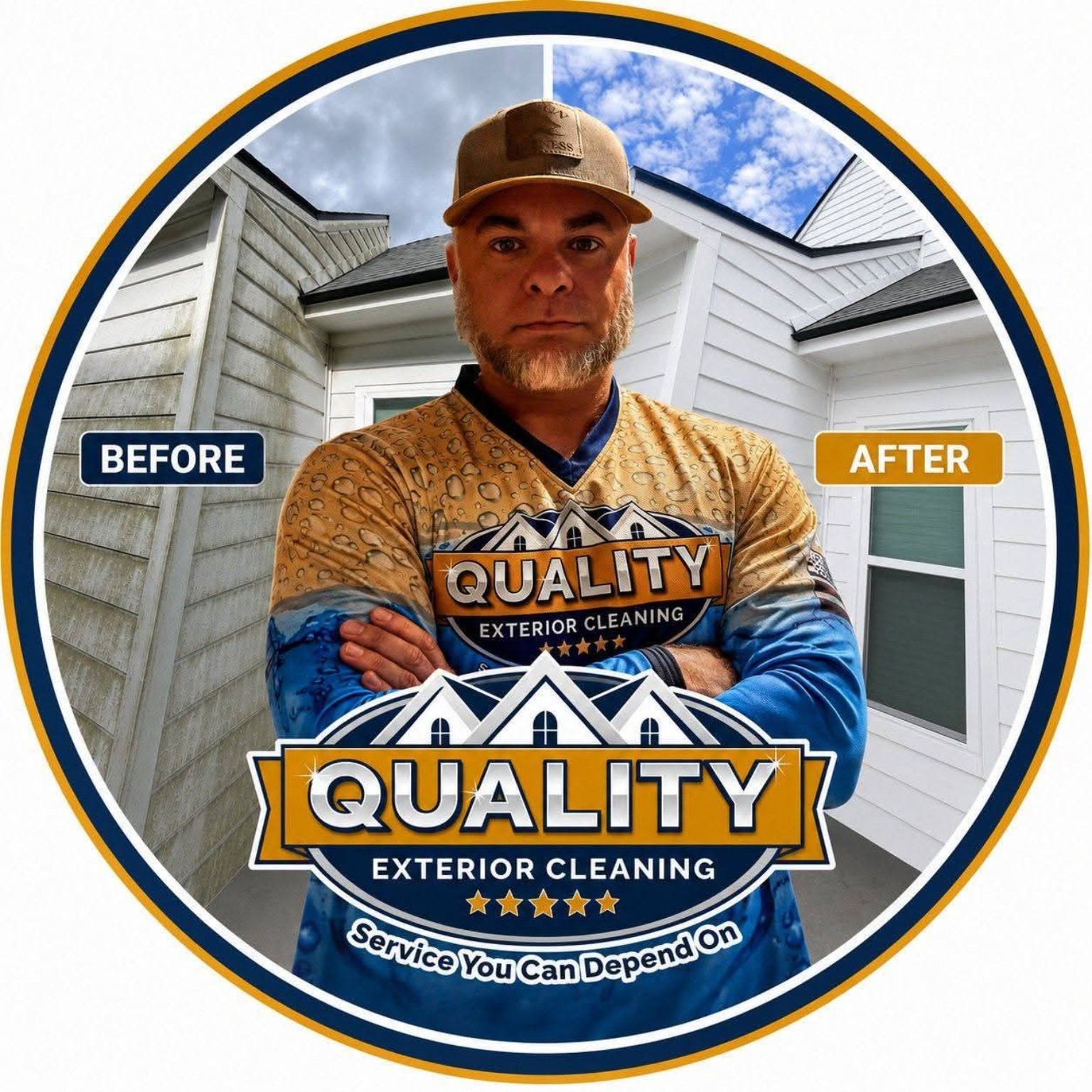 Allen Boutte, owner of Quality Exterior Cleaning, in a branded portrait